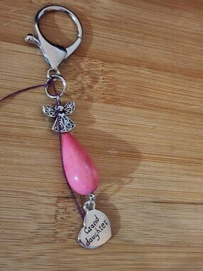 Hand Crafted Angel Purse Charm Granddaughter Personalized Charm Pink